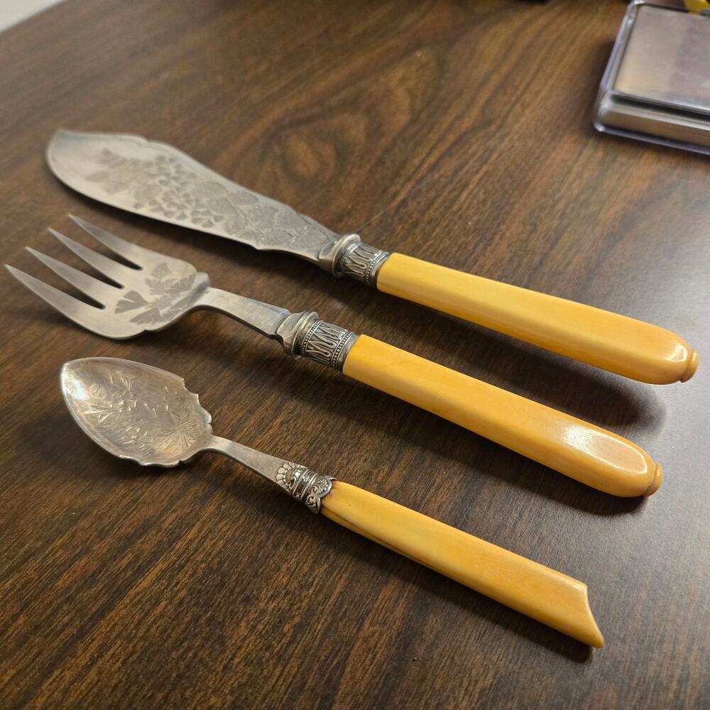 Antique Victorian Silver Plate Fish Serving Set | Bird & Co Sheffield